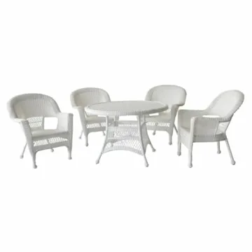 Jeco 5 Piece Wicker Outdoor Dining Set for Stylish Patios