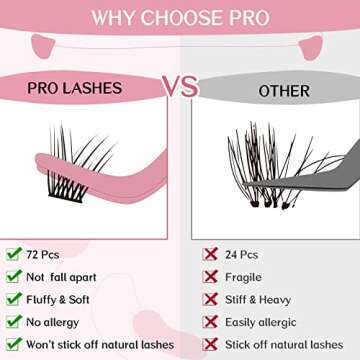 Cluster Lashes 72 Pcs Lash Clusters DIY Eyelash Extension Individual Lashes Thin Band Easy to Apply at home Lashes (Attraction D-8-16 mix)
