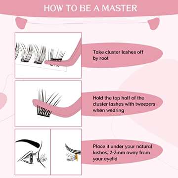 Cluster Lashes 72 Pcs Lash Clusters DIY Eyelash Extension Individual Lashes Thin Band Easy to Apply at home Lashes (Attraction D-8-16 mix)