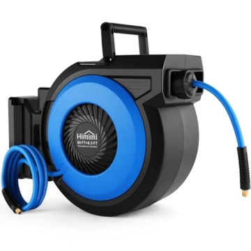 80FT + 6.5FT Retractable Air Hose Reel - Automatic Rewind with 300PSI Power