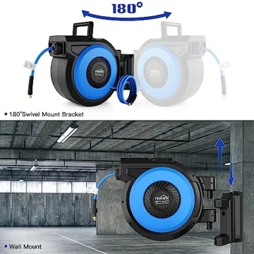 80FT Retractable Air Hose Reel with Auto Rewind and Durability