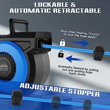 80FT Retractable Air Hose Reel with Auto Rewind and Durability