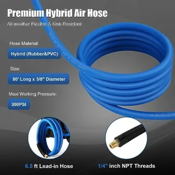 80FT Retractable Air Hose Reel with Auto Rewind and Durability