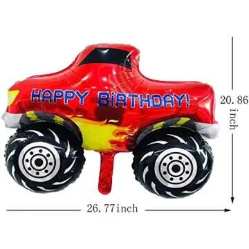 Monster Truck Party Balloons Supplier 5PCS Monster Truck Foil Balloons for Kids Birthday Baby Shower...