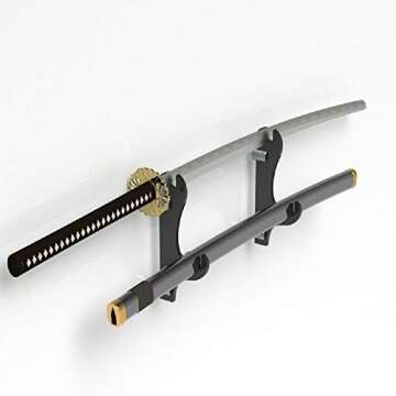 QiXin Samurai Sword Display Stand - Two-Layer Wall-Mounted Holder for All Swords (Black, 1 Pair)