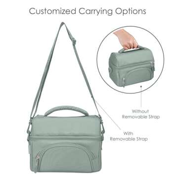 Bentgo Deluxe Lunch Bag - Durable and Insulated Lunch Tote with Zippered Outer Pocket, Internal Mesh Pocket, Padded & Adjustable Straps, & 2-Way Zippers - Fits Most Lunch Boxes (Khaki Green)
