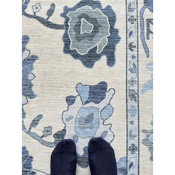 Stylish Washable Navy Blue Oushak Rug for Modern Homes