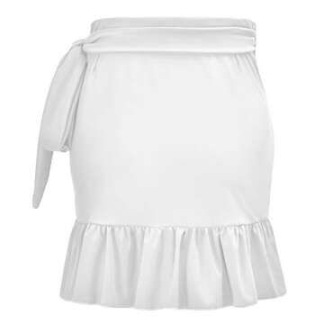 ChinFun Women's Ruffle Sarongs Beach Wrap Swimwear Bikini Tankini Cover Up Swim Skirts Swimdress Whi...