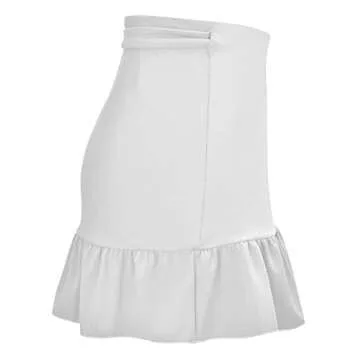 ChinFun Women's Ruffle Sarongs Beach Wrap Swimwear Bikini Tankini Cover Up Swim Skirts Swimdress White Size XS-M