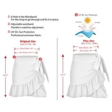 ChinFun Women's Ruffle Sarongs Beach Wrap Swimwear Bikini Tankini Cover Up Swim Skirts Swimdress White Size XS-M