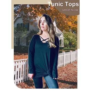 NIASHOT Tops for Women Twist Knot Loose V Neck Long Sleeve Soft Warm Fall Shirts