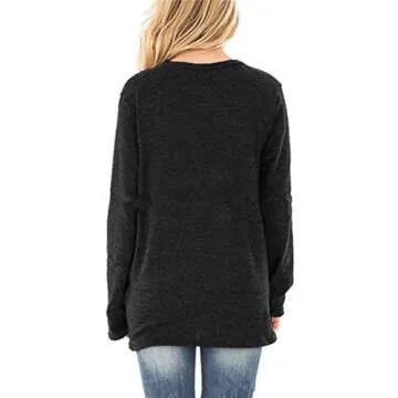 NIASHOT Women's Twist Knot V Neck Long Sleeve Top