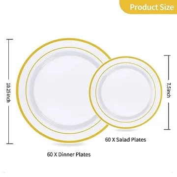 Goodluck 120PCS Elegant Disposable Gold Plastic Plates