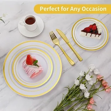 Goodluck 120PCS Elegant Disposable Gold Plastic Plates