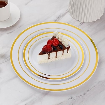 Goodluck 120PCS Elegant Disposable Gold Plastic Plates