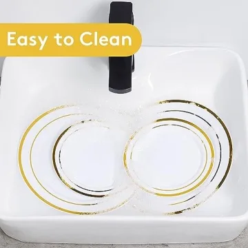 Goodluck 120PCS Elegant Disposable Gold Plastic Plates