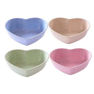 Yardwe 8pcs Sauce Dish Cute heart Sauce Dish Seasoning Dish Appetizer Plates Wheat Straw Dipping Bowl Seasoning Dish Sushi Soy Dipping Bowl Snack Tray Serving Dish(Mixed Color)