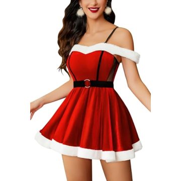 Avidlove Mrs Claus Costume for Women Velvet Santa Lingerie Dress Christmas Outfits Sexy Santa Costum...