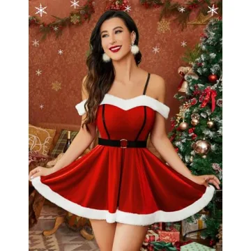 Avidlove Mrs Claus Velvet Santa Dress Holiday Outfit