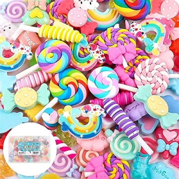 Holicolor 120pcs Slime Charms Resin Fake Candy Charms Kawaii Cute Set Mixed Assorted Sweets Flatback...