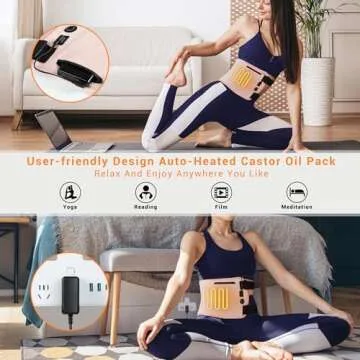 SAVSVN Electric Castor Oil Heating Pack - Cotton Flannel Wrap - Reusable, Adjustable & Comfortable - Ideal for Liver Detox, Fibroids, Stomach Relief