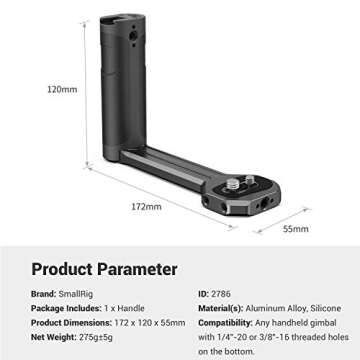 SmallRig Aluminum Side Handle Fits for DJI Ronin-S/SC/RS 2/RSC 2/RS 3/RS 3 Pro/RS 3 Mini/RS 4/RS 4 Pro & for ZHIYUN Crane 2S/2/V2 & for MOZA Air 2/AirCorss 2 Gimbals - 2786