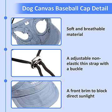 2 Pieces Dog Baseball Cap Pet Hats for Outdoor Adjustable Stripe Summer Travel Sport Sun Protection Hats with Ear Holes for Puppy Small Dogs and Kitty