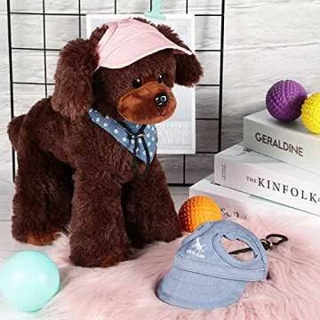 2 Pieces Dog Baseball Cap Pet Hats for Outdoor Adjustable Stripe Summer Travel Sport Sun Protection Hats with Ear Holes for Puppy Small Dogs and Kitty