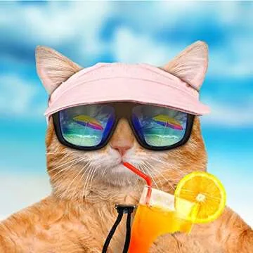 2 Pieces Dog Baseball Cap Pet Hats for Outdoor Adjustable Stripe Summer Travel Sport Sun Protection Hats with Ear Holes for Puppy Small Dogs and Kitty