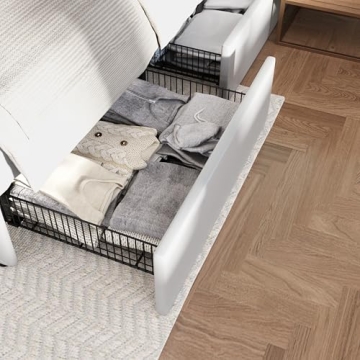 Elegant Upholstered Queen Size Bed Frame with Storage