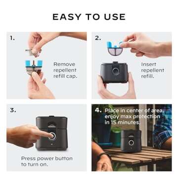 Thermacell Patio Shield Mosquito Repellent E-Series Rechargeable Repeller; 10’ Mosquito Protection Zone; Includes 12-Hour Repellent Refill; No Spray, Flame or Scent; Bug Spray Alternative