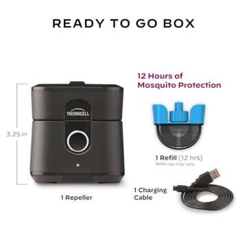 Thermacell Patio Shield Mosquito Repellent E-Series Rechargeable Repeller; 10’ Mosquito Protection Zone; Includes 12-Hour Repellent Refill; No Spray, Flame or Scent; Bug Spray Alternative