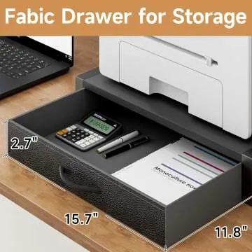 Desktop Printer Stand with Storage Drawer - Black