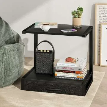 Desktop Printer Stand with Storage Drawer - Black