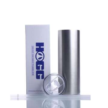 Hogg 20 oz Skinny Tumbler Case (24 Units), Stainless Steel Tumbler Blanks, 20 oz Tumbler Pack with Lids and Straws, Stainless Steel Tumblers Bulk, 20oz Tumblers, Blank Tumblers for Vinyl and DIY