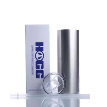 Hogg 20 oz Skinny Tumbler Case (24 Units), Stainless Steel Tumbler Blanks, 20 oz Tumbler Pack with Lids and Straws, Stainless Steel Tumblers Bulk, 20oz Tumblers, Blank Tumblers for Vinyl and DIY