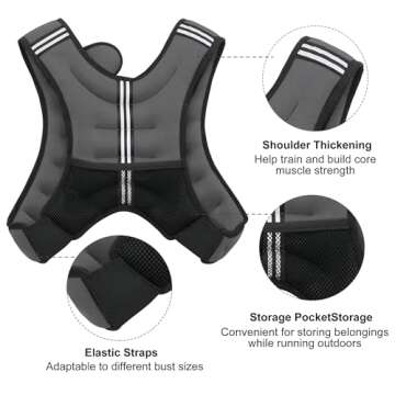 ZUETK Weighted Vest, 6lb/8lb/12lb/16lb/20lb/25lb/30lb Weight Vest with Reflective Stripe, Weighted Vest for Men Women Workout Equipment for Strength Training, Running, Jogging, Fitness, Weight Loss