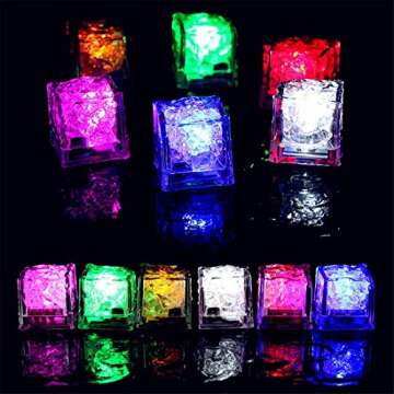 24-Pack Waterproof LED Ice Cubes - Multi Color Glow for Parties