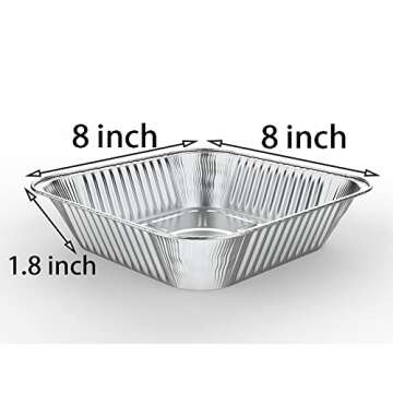 WANBAO 30 Pcs Disposable Aluminum Tin Foil Baking Pans Bakeware Square 8'' X 8'' X 2'' Inch Meal Prep for Catering, Baking Cakes, Breads, Brownies, Bread, Meatloaf, Lasagna