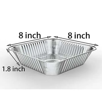 WANBAO 30 Pcs Disposable Aluminum Tin Foil Baking Pans Bakeware Square 8'' X 8'' X 2'' Inch Meal Prep for Catering, Baking Cakes, Breads, Brownies, Bread, Meatloaf, Lasagna