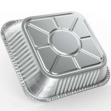 WANBAO 30 Pcs Disposable Aluminum Tin Foil Baking Pans Bakeware Square 8'' X 8'' X 2'' Inch Meal Prep for Catering, Baking Cakes, Breads, Brownies, Bread, Meatloaf, Lasagna