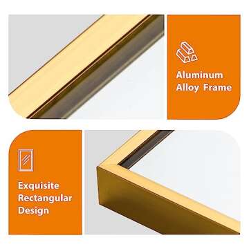 self Full Length Floor Mirror 65"×22" Metal Aluminum Alloy Frame Floor Mirror with Standing Holde Standing Hanging or Leaning Against Wall Mirror,Golden