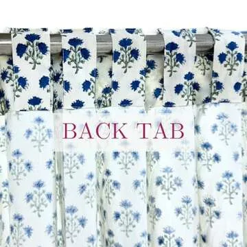 ATOSII 100% Cotton Single Panel Floral Block Print Curtain, Easy Hanging with Rod Pocket & Loop, Living Room, Dining Room, Bedroom Light Filtering Boho Curtains, Set of 1, 60"W X 96"L, Gulbahar Blue