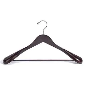 Nature Smile Wooden Coat Suit Hangers Womans Wood Jacket Outerwear Shirt Hangers Anti Slip Bar with Screw 6 Pack (16 inch Mahogany)