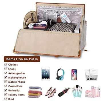 Mancro Women Travel Garment Bag - 2 in 1 Portable