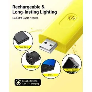 DEWENWILS Rechargeable Book Light for Reading in Bed, Warm White, Brightness Adjustable for Eye Care, LED Clip on Book Lights for Kids, Portable Bookmark Light, Yellow