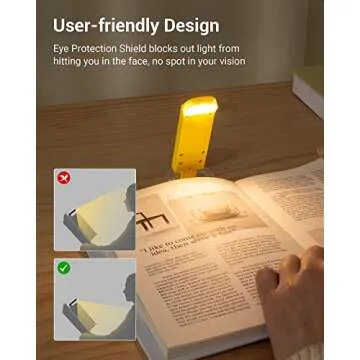 DEWENWILS Rechargeable Book Light for Reading in Bed, Warm White, Brightness Adjustable for Eye Care, LED Clip on Book Lights for Kids, Portable Bookmark Light, Yellow