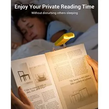 DEWENWILS Rechargeable Book Light for Reading in Bed, Warm White, Brightness Adjustable for Eye Care, LED Clip on Book Lights for Kids, Portable Bookmark Light, Yellow