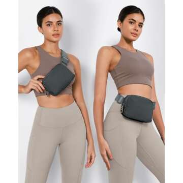 ODODOS Everywhere Belt Bag with Adjustable Strap, Small Waist Pouch Fanny Pack for Workout Running T...