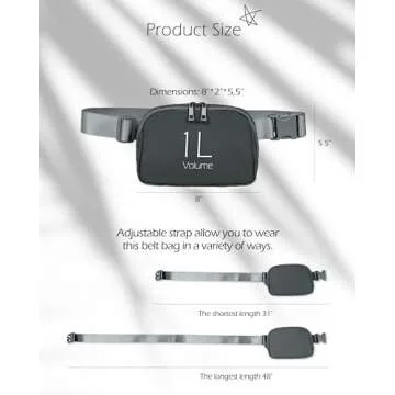 ODODOS Everywhere Belt Bag with Adjustable Strap, Small Waist Pouch Fanny Pack for Workout Running Travelling Hiking, Iron Gray